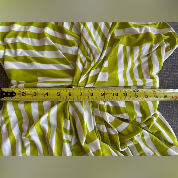 Calvin Klein Sleeveless Halter Midi Dress Sz 10 Green White Abstract Stripe NWT - Picture 10 of 14
